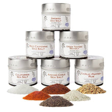 Load image into Gallery viewer, Gourmet Finishing Sea Salts and Rubs Collection - 6 TIns Collections &amp; Gift Sets Gustus Vitae