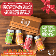 Load image into Gallery viewer, Fiery Hot Chili Crunch Seasoning Bunch | Gift Packed Set of 4 Collections &amp; Gift Sets Gustus Vitae