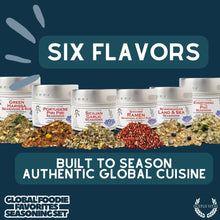 Load image into Gallery viewer, Global Foodie Favorites | World-Spanning 6 Pack Collection | Authentic Gourmet Seasonings and Spice Blends Collections &amp; Gift Sets Gustus Vitae
