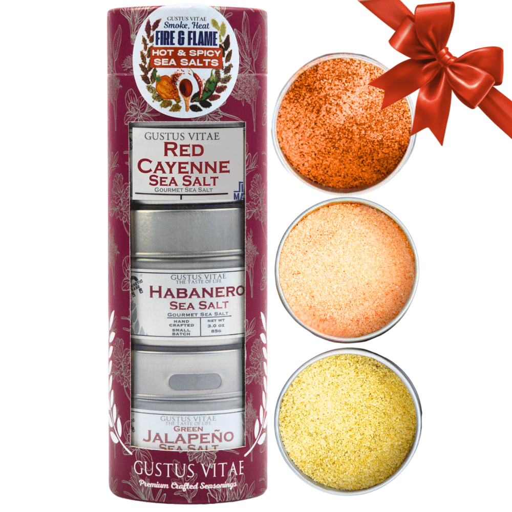 Hot & Spicy Sea Salts: Smoke, Heat, Fire & Flame | Gift Pack Set of 3 Collections & Gift Sets Gustus Vitae