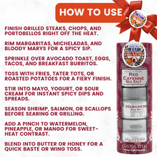 Load image into Gallery viewer, Hot &amp; Spicy Sea Salts: Smoke, Heat, Fire &amp; Flame | Gift Pack Set of 3 Collections &amp; Gift Sets Gustus Vitae