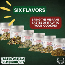 Load image into Gallery viewer, Italian Seasoning Gift Set - Tastes of Italy - Artisanal Spice Blends Six Pack Collections &amp; Gift Sets Gustus Vitae