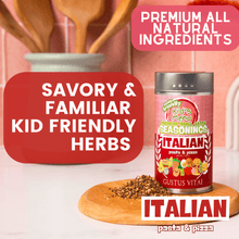 Load image into Gallery viewer, Kid’s Menu: Italian: Pasta &amp; Pizza Seasoning Gourmet Seasonings Gustus Vitae