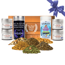 Load image into Gallery viewer, Salt Free Flavor Favorites | Gourmet Seasoning Gift Set | 6 Pack | XL Spices &amp; Magnetic Tins Collections &amp; Gift Sets Gustus Vitae
