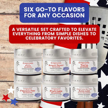 Load image into Gallery viewer, Snack-time Celebrations: Made in the USA Signature Spices| Gift Packaged Seasoning Collection | Set of 6 Collections &amp; Gift Sets Gustus Vitae