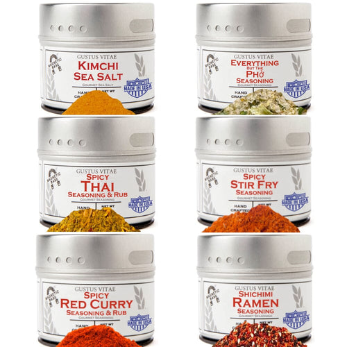 Asian Seasonings Gift Set - Tastes of Asia - Artisanal Spice Blends Six Pack Collections & Gift Sets Gustus Vitae