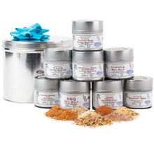 Load image into Gallery viewer, BBQ Bucket &amp; Pit Master Gift Set | 8 Gourmet Seasonings &amp; Salts In A Handsome Gift Tin Collections &amp; Gift Sets Gustus Vitae