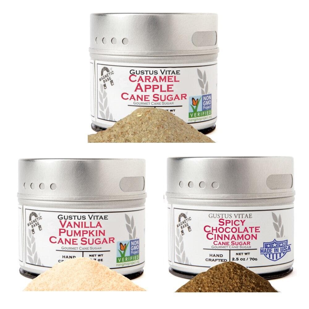 Cider Mill Classics: Coffee, Donuts & More - 3 Gourmet Infused Cane Sugars Collections & Gift Sets Gustus Vitae