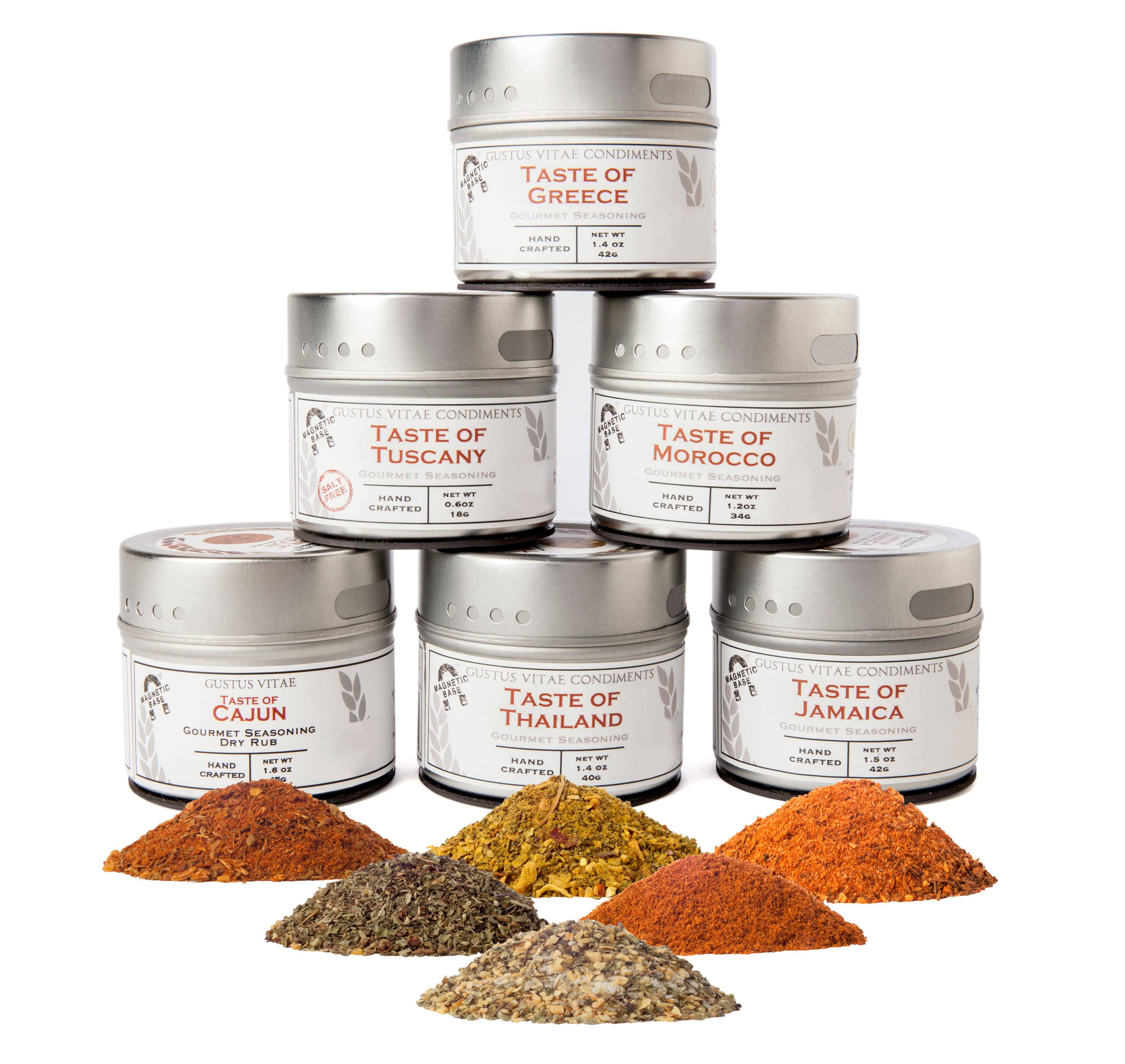 Gustus Vitae Cuisines of the World 6-tin gourmet seasonings collection