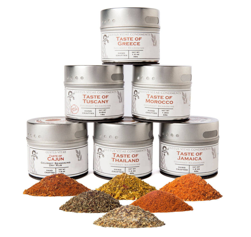 Cuisines of the World Gourmet Seasonings Collection - 6 Tins Collections & Gift Sets Gustus Vitae