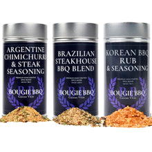 Load image into Gallery viewer, Deluxe Steak &amp; Beef BBQ Seasonings Collection - 3 Pack Gourmet Seasonings Gustus Vitae